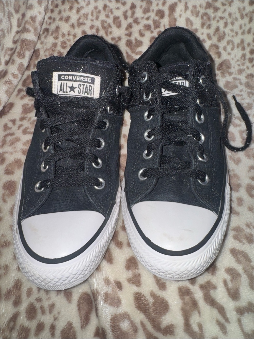 Converse Kids Black Low-Top Sneakers with White Toe Cap
